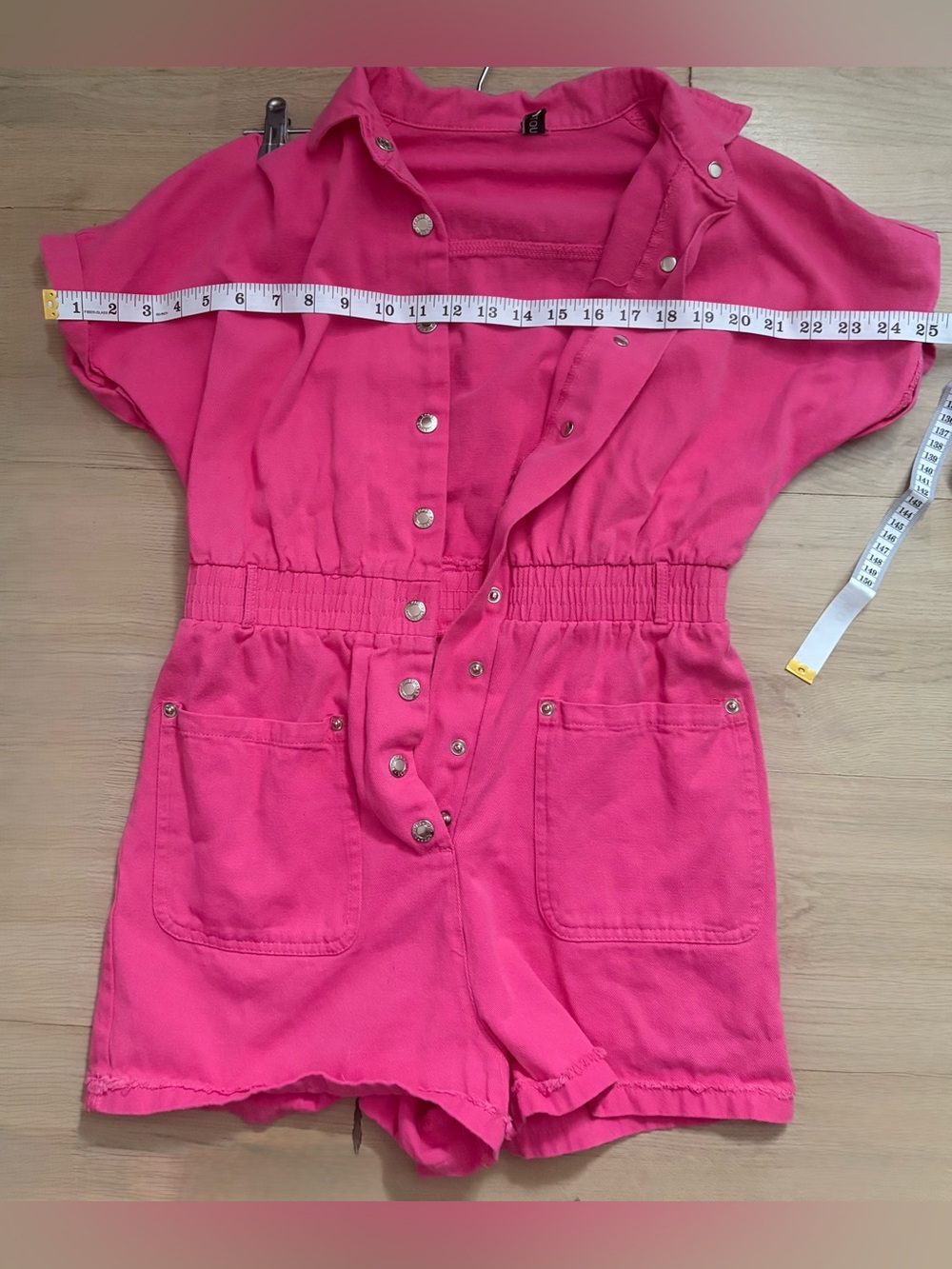 Juniors ' Pink Snap-Front Romper